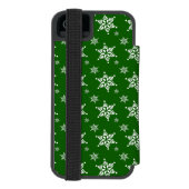 ホワイトスノーフレーク，緑，あなたの名前，パーソナライズ INCIPIO iPhoneウォレットケース (フォリオ裏面)