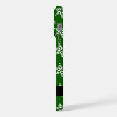 ホワイトスノーフレーク，緑，あなたの名前，パーソナライズ iPhoneケース (左側面)