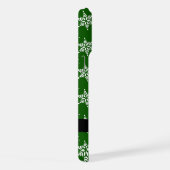 ホワイトスノーフレーク，緑，あなたの名前，パーソナライズ iPhoneケース (右側面)