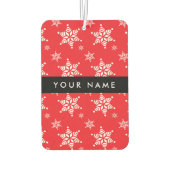 ホワイトスノーフレーク,赤,あなたの名前,パーソナライズ カーエアーフレッシュナー (裏面)