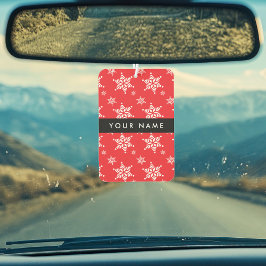 ホワイトスノーフレーク,赤,あなたの名前,パーソナライズ カーエアーフレッシュナー
