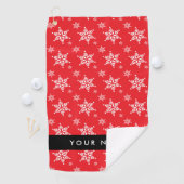 ホワイトスノーフレーク，赤，あなたの名前，パーソナライズ ゴルフタオル (インサイチュ)