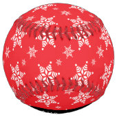 ホワイトスノーフレーク，赤，あなたの名前，パーソナライズ ソフトボール (裏面)