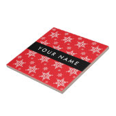 ホワイトスノーフレーク,赤,あなたの名前,パーソナライズ タイル (側面)