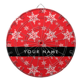 ホワイトスノーフレーク,赤,あなたの名前,パーソナライズ ダーツボード
