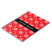 ホワイトスノーフレーク,赤,あなたの名前,パーソナライズ ノートブック (左側)