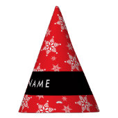 ホワイトスノーフレーク，赤，あなたの名前，パーソナライズ パーティーハット (右)