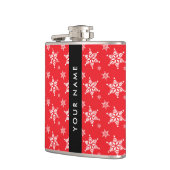 ホワイトスノーフレーク，赤，あなたの名前，パーソナライズ フラスク (左)