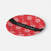 ホワイトスノーフレーク,赤,あなたの名前,パーソナライズ ペーパープレート (アングル)