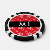 ホワイトスノーフレーク，赤，あなたの名前，パーソナライズ ポーカーチップ (シングル)