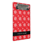 ホワイトスノーフレーク,赤,あなたの名前,パーソナライズ ミニクリップボード (アングル)