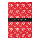 ホワイトスノーフレーク,赤,あなたの名前,パーソナライズ ミニクリップボード (裏面)