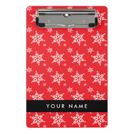ホワイトスノーフレーク,赤,あなたの名前,パーソナライズ ミニクリップボード