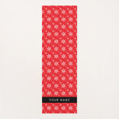 ホワイトスノーフレーク，赤，あなたの名前，パーソナライズ ヨガマット (正面)