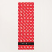 ホワイトスノーフレーク，赤，あなたの名前，パーソナライズ ヨガマット (裏面)