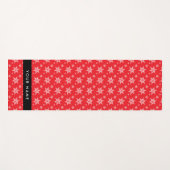 ホワイトスノーフレーク，赤，あなたの名前，パーソナライズ ヨガマット (正面(横))