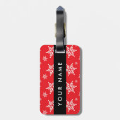 ホワイトスノーフレーク,赤,あなたの名前,パーソナライズ ラゲッジタグ (裏面縦)