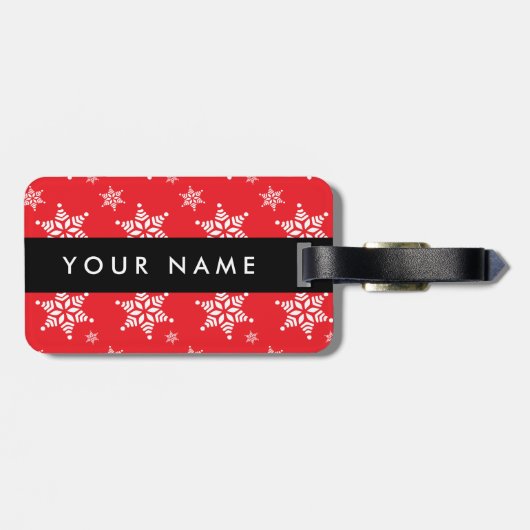 ホワイトスノーフレーク,赤,あなたの名前,パーソナライズ ラゲッジタグ (裏面横)
