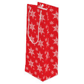 ホワイトスノーフレーク,赤,あなたの名前,パーソナライズ ワインギフトバッグ (裏面アングル)