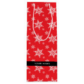 ホワイトスノーフレーク,赤,あなたの名前,パーソナライズ ワインギフトバッグ (正面)