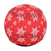 ホワイトスノーフレーク，赤，あなたの名前，パーソナライズ 野球ボール (裏面)