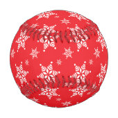 ホワイトスノーフレーク，赤，あなたの名前，パーソナライズ 野球ボール (正面)