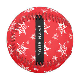 ホワイトスノーフレーク，赤，あなたの名前，パーソナライズ 野球ボール