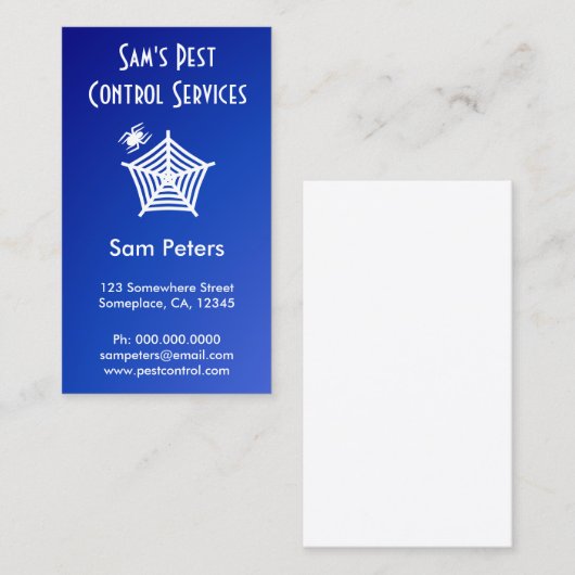 ホワイトスパイダーとくもの巣害虫駆除カスタム垂直 名刺 (正面/裏面)