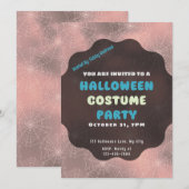 ホワイトスパイダーウェブバラ金ゴールド背景ハロウィーン 招待状 (正面/裏面)