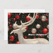 ホワイトスパークリーのトナカイのクリスマスカード シーズンポストカード (正面/裏面)