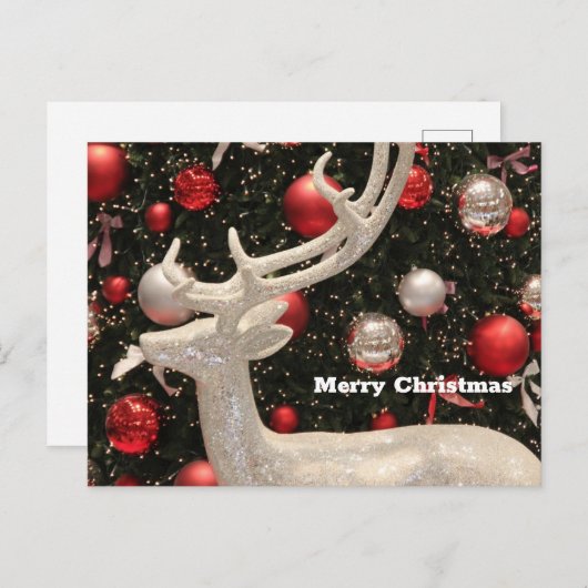 ホワイトスパークリーのトナカイのクリスマスカード シーズンポストカード (正面/裏面)