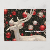 ホワイトスパークリーのトナカイのクリスマスカード シーズンポストカード (正面)