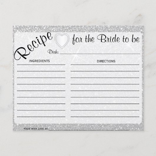ホワイトスパークルとハート花嫁beレシピカード (正面)
