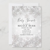 ホワイトスパークルの冬のワンダーランドベビーシャワー 招待状 (正面)