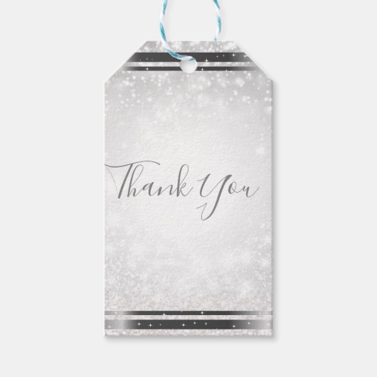 ホワイトスパークルエレガントウィンターワンダーラ結婚ンド ギフトタグ (正面)