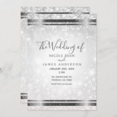 ホワイトスパークルエレガントウィンターワンダーラ結婚ンド 招待状 (正面/裏面)