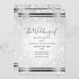 ホワイトスパークルエレガントウィンターワンダーラ結婚ンド 招待状