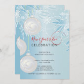 ホワイトスパークルクリスマスボール招待状 招待状 (正面/裏面)