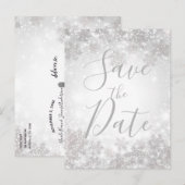 ホワイトスパークル 冬の不思議の国 結婚式の延期をお知らせします 案内ポストカード (正面/裏面)