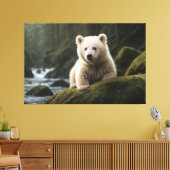 ホワイトスピリットベアキュブワイルドライフアート キャンバスプリント (インサイチュ (リビング))