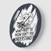 ホワイトスプラッシュおもしろいキャット引用文 ラージ壁時計 (傾斜)