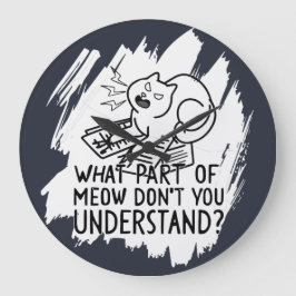 ホワイトスプラッシュおもしろいキャット引用文 ラージ壁時計