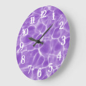 ホワイトスプラッシュ ナンバー パープル スイミングプール ラージ壁時計 (傾斜)