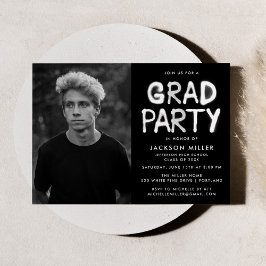 ホワイトスプレイ絵を描トフォト卒業パーティー 招待状