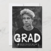 ホワイトスプレー絵を描タイポグラフィ写真卒業 案内状 (正面)