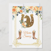 ホワイトスペインの金ゴールドウエスタンブーツキンセアニラインバート 招待状 (裏面)