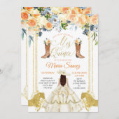 ホワイトスペインの金ゴールドウエスタンブーツキンセアニラインバート 招待状 (正面/裏面)