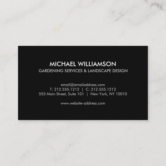 ホワイトスペードグリーン葉ガーデニングサービス 名刺 (裏面)