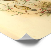 ホワイトスポッテッドフライキャッチャー鳥ヴィンテージプリント ポスター (角)