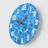 ホワイトスポーツナンバーズアクアブルースイミングプール写真 ラージ壁時計 (傾斜)